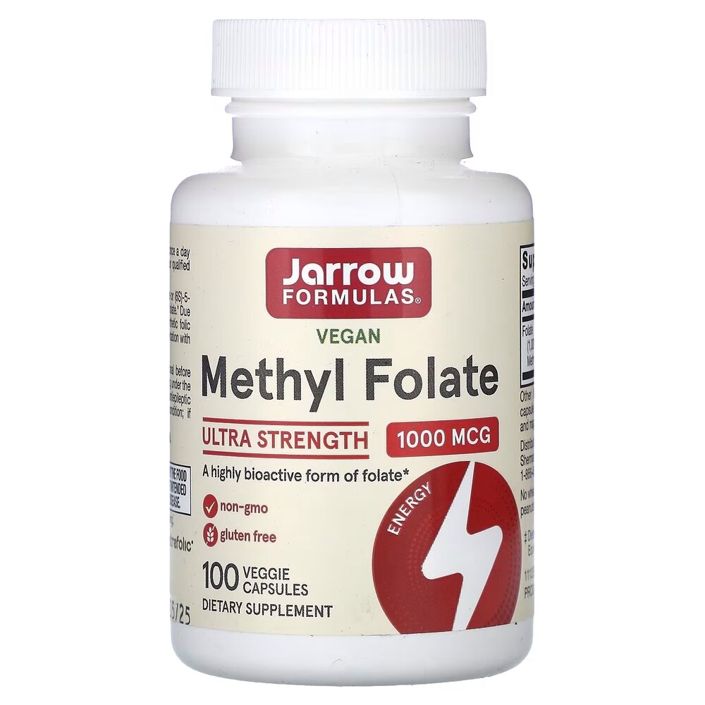 Витамины и минералы Jarrow Formulas Methyl Folate 1000 mcg, 100 вегакапсул