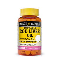 Витамины и минералы Mason Natural Cod Liver Oil With Vitamin A, C &amp; D, 100 жевательных таблеток