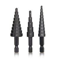 Сверла Набор ступенчатых конусных сверл SEMI 3 штуки (3-12, 4-12, 4-20 мм), Black