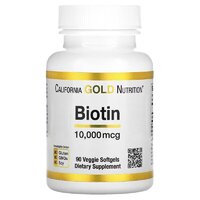Витамины и минералы California Gold Nutrition Biotin 10000 mcg, 90 вегакапсул