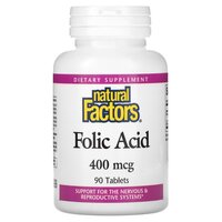 Витамины и минералы Natural Factors Folic Acid 400 mcg, 90 таблеток