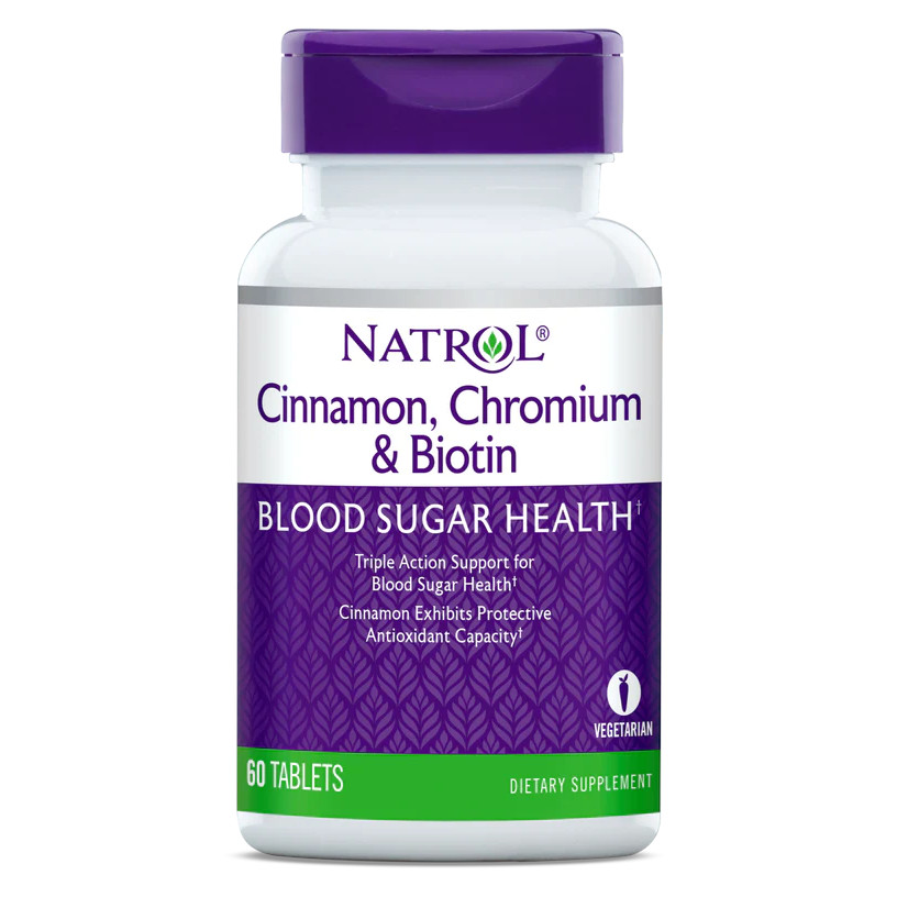 Натуральная добавка Natrol Cinnamon Chromium &amp; Biotin, 60 таблеток