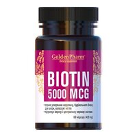 Витамины и минералы Golden Pharm Biotin 5000 mcg, 60 вегакапсул