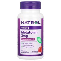 Натуральная добавка Natrol Melatonin 3 mg Fast Dissolve, 90 таблеток - клубника