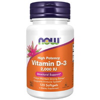 Вітаміни та мінерали NOW Vitamin D3 2000 IU, 120 капсул ТЕРМІН 06.21