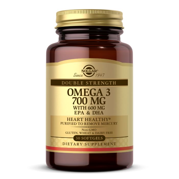 Жирні кислоти Solgar Double Strength Omega 3 700 mg, 30 капсул