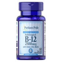 Витамины и минералы Puritan's Pride Vitamin B-12 2500 mcg Sublingual with B9 B6 B7, 60 микро леденцов