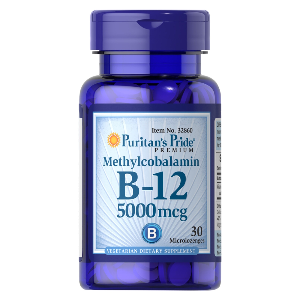 Витамины и минералы Puritan's Pride Vitamin B-12 (Methylcobalamin) 5000 mcg, 30 микро леденцов