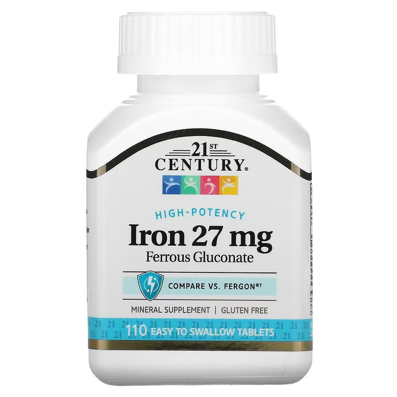Витамины и минералы 21st Century Iron 27 mg High-Potency, 110 таблеток