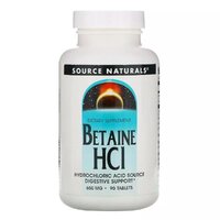 Натуральная добавка Source Naturals Betaine HCl 650 mg, 90 таблеток