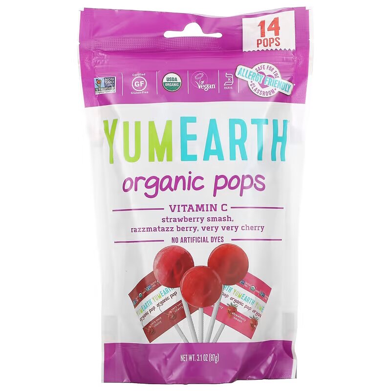 Заменитель питания YumEarth Organic Pop Vitamin C (леденецы), 87 грамм