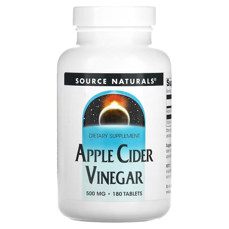 Натуральна добавка Source Naturals Apple Cider Vinegar 500 mg, 180 таблеток