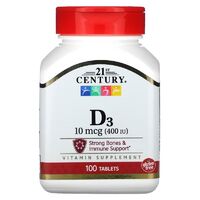 Витамины и минералы 21st Century Vitamin D3 10 mcg, 100 таблеток