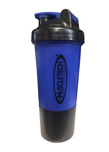 Шейкер Muscletech с пружинкой + контейнер, 500 мл, Blue/Black