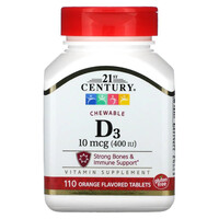 Витамины и минералы 21st Century Vitamin D3 10 mcg, 110 жевательных таблеток