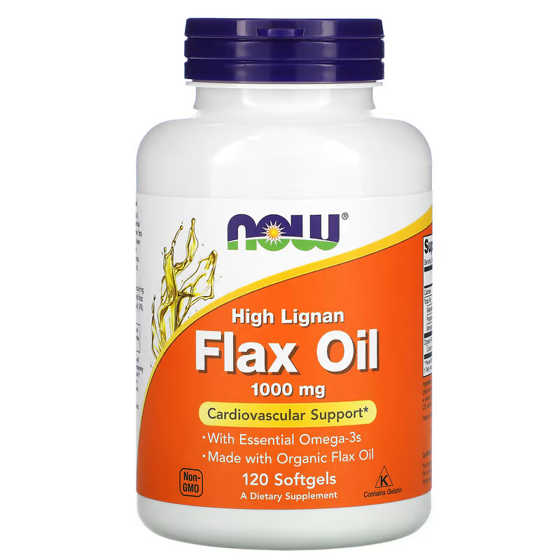 Жирные кислоты NOW Flax Oil 1000 mg High Lignan, 120 капсул