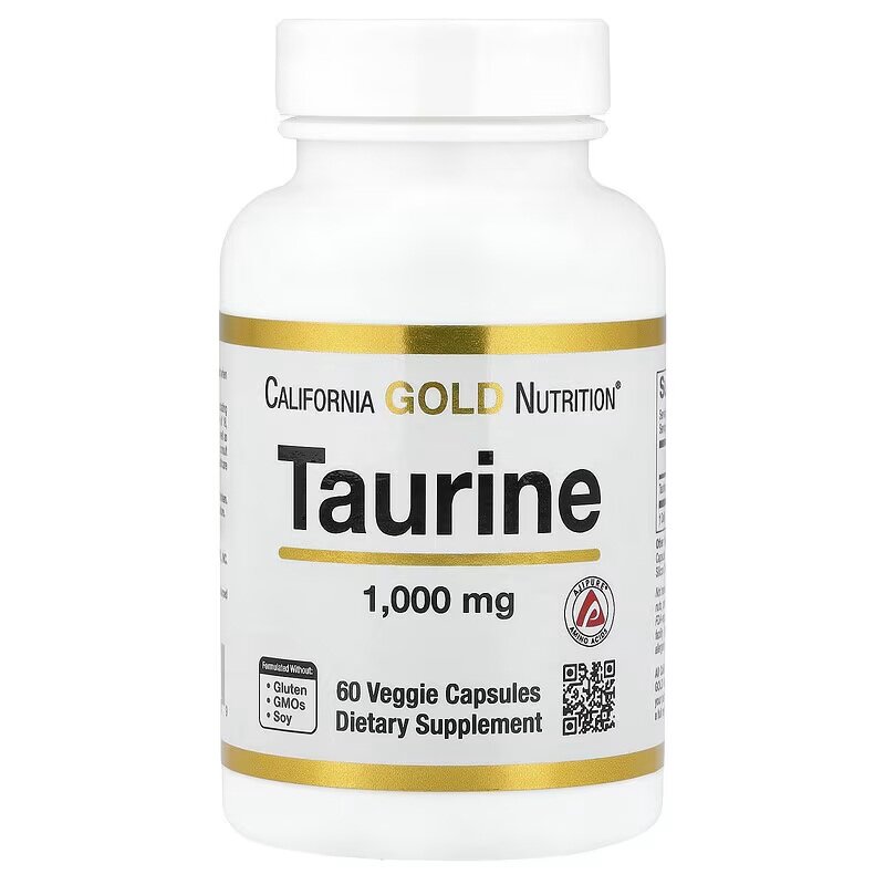 Аминокислота California Gold Nutrition L-Taurine 1000 mg, 60 вегакапсул