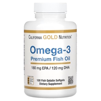 Жирные кислоты California Gold Nutrition Omega 3 Premium Fish Oil, 100 рыбных капсул