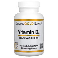Витамины и минералы California Gold Nutrition Vitamin D3 125 mcg, 360 рыбных капсул