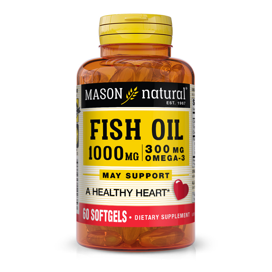 Жирні кислоти Mason Natural Fish Oil 1000 mg Omega 300 mg, 60 капсул