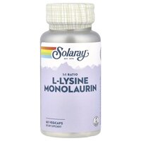 Аминокислота Solaray L-Lysine Monolaurin, 60 вегакапсул