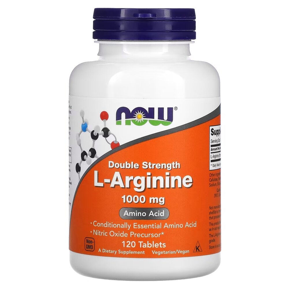 Аминокислота NOW L-Arginine 1000 mg Double Strength, 120 таблеток