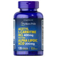 Жироспалювач Puritan's Pride Acetyl L-Carnitine 400 mg with Alpha Lipoic Acid 200 mg, 120 капсул