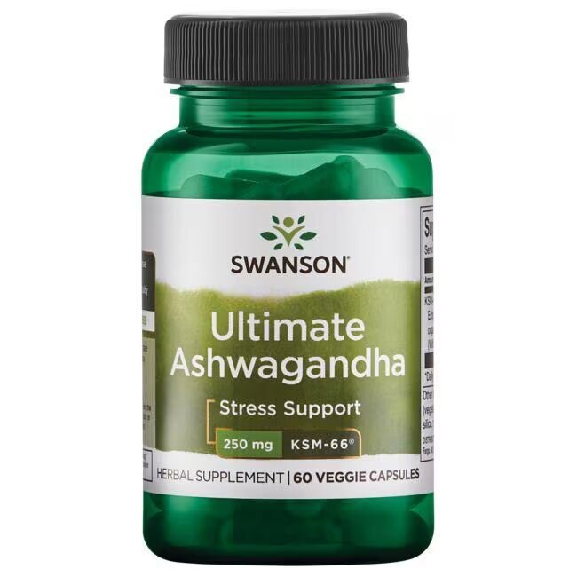 Натуральна добавка Swanson Ashwagandha 250 mg Ultimate, 60 вегакапсул