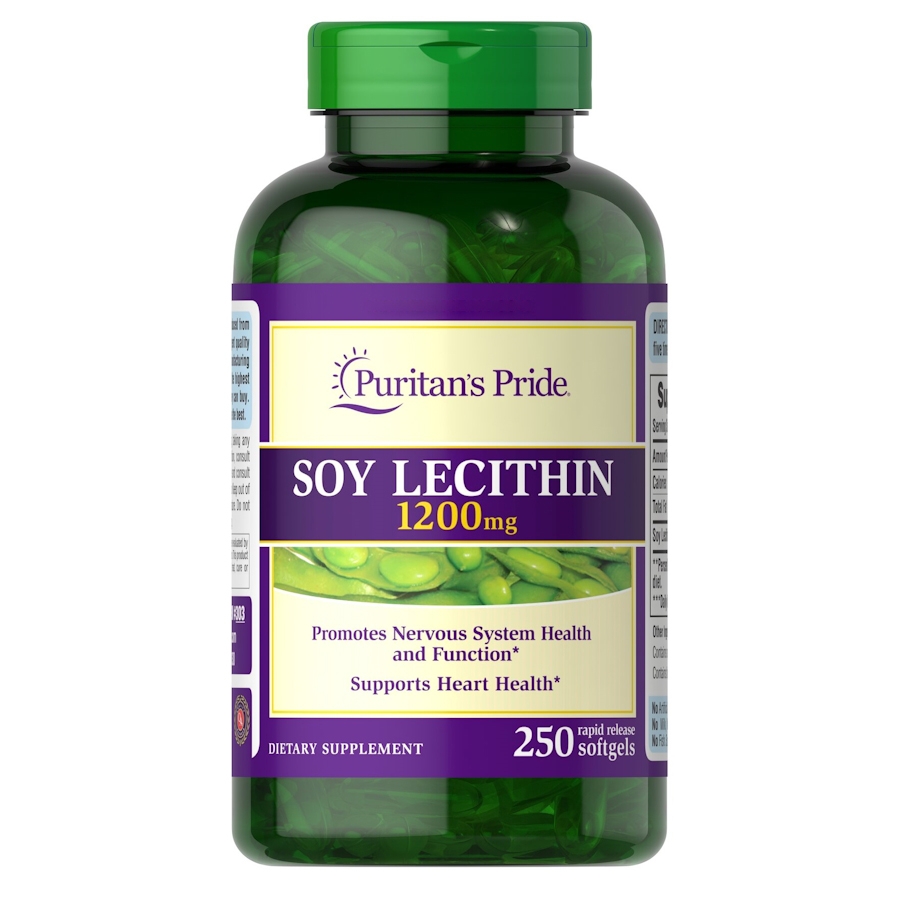 Натуральна добавка Puritan's Pride Soy Lecithin 1200 mg, 250 капсул