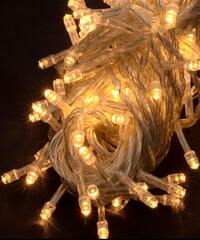 Светодиодная гирлянда 160 LED классическая 5 мм длина 8.5 метров с прозрачным проводом свет белый теплый (1120-07)