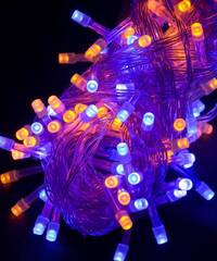 Светодиодная гирлянда 160 LED классическая 5 мм длина 8.5 метров с прозрачным проводом свет желтый и синий (1120-07)