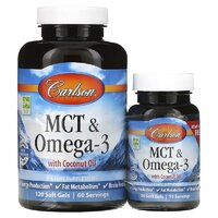 Жирні кислоти Carlson Labs MCT &amp; Omega-3, 120 + 30 капсул