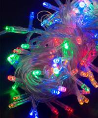 Светодиодная гирлянда 88 LED классическая 5 мм длина 6 метров с прозрачным проводом свет разноцветный (1110-01)