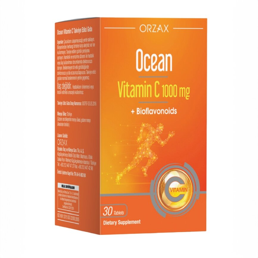 Витамины и минералы Orzax Ocean Vitamin C 1000 mg, 30 таблеток