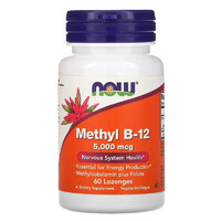 Витамины и минералы NOW Methyl B12 5000 mcg, 60 леденцов