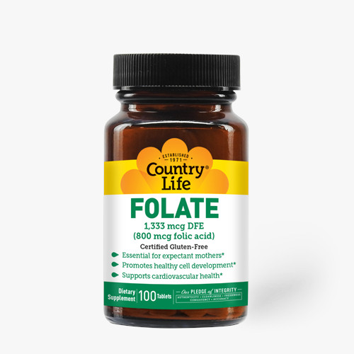 Вітаміни та мінерали Country Life Folic Acid, 100 таблеток