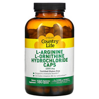 Аминокислота Country life L-Arginine &amp; L-Ornithine Hydrochloride, 180 вегакапсул