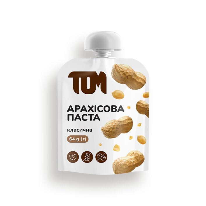 Заменитель питания TOM Арахисовая паста классическая, 64 грамм