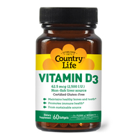 Витамины и минералы Country Life Vitamin D3 2500 IU, 60 капсул
