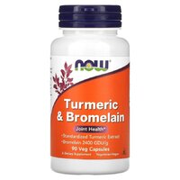 Натуральная добавка NOW Turmeric &amp; Bromelain, 90 вегакапсул