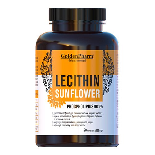 Натуральная добавка Golden Pharm Lecithin Sunflower, 120 вегакапсул