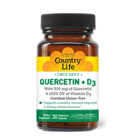 Натуральна добавка Country Life Quercetin + D3, 30 вегакапсул