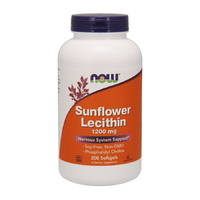 Натуральна добавка NOW Sunflower Lecithin 1200 mg, 200 капсул