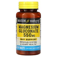 Витамины и минералы Mason Natural Magnesium Gluconate 550 mg, 100 таблеток