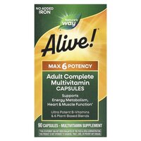 Витамины и минералы Nature's Way Alive! Max6 Potency No Added Iron, 90 капсул