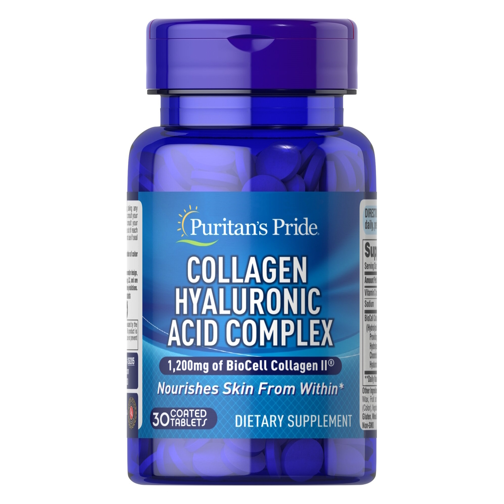 Препарат для суглобів і зв'язок Puritan's Pride Collagen Hyaluronic Acid Complex, 30 таблеток