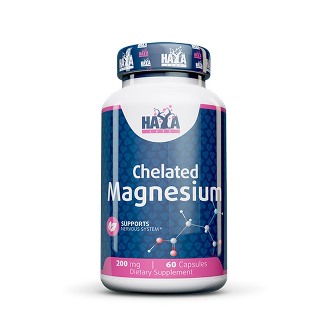 Вітаміни та мінерали Haya Labs Chelated Magnesium 200 mg, 60 капсул
