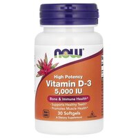 Витамины и минералы NOW Vitamin D3 5000 IU High Potency, 30 капсул