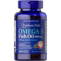 Жирные кислоты Puritan's Pride Omega 3 Fish Oil 1000 mg, 100 капсул