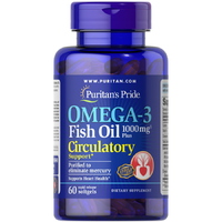 Жирные кислоты Puritan's Pride Omega 3 Fish Oil 1000 mg Plus Circulatory Support, 60 капсул